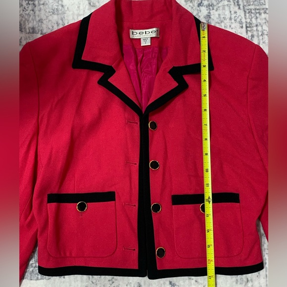 VTG Y2K bebe Fuscia Pink Blazer with Black Trim 2 - Picture 5 of 16